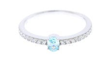 925 Sterling Silver Blue Stone Center and 1.03 CTW White AAA Cubic Zirconia Ring