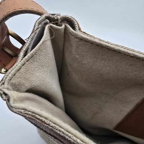Vintage Messenger Bag Brown Linen Leather Legal Breifcase Toggle Shoulder - Picture 8 of 17