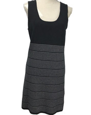 Xhilaration  Black & White Striped Sleeveless Sweater Knit Dress XL Cross Back