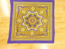 Vtg Antique PURPLE  GOLD CRAFTED w PRIDE IN AMERICA Cotton Biker BANDANA Hanky