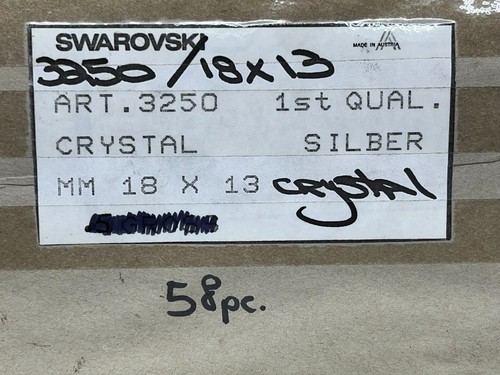 NOS 58pc Factory Pack Swarovski 3250 Rectangle Sew-On Silver Crystals 18x13mm - Picture 14 of 21