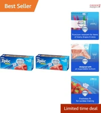 Quart Freezer Slider Bags BPA-Free 34 Count Resealable Storage Durable Pack