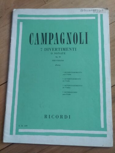 Campagnoli 7 Divertimenti O Sonate Per Violino Solo, Edizione Ricordi - Foto 1 di 3