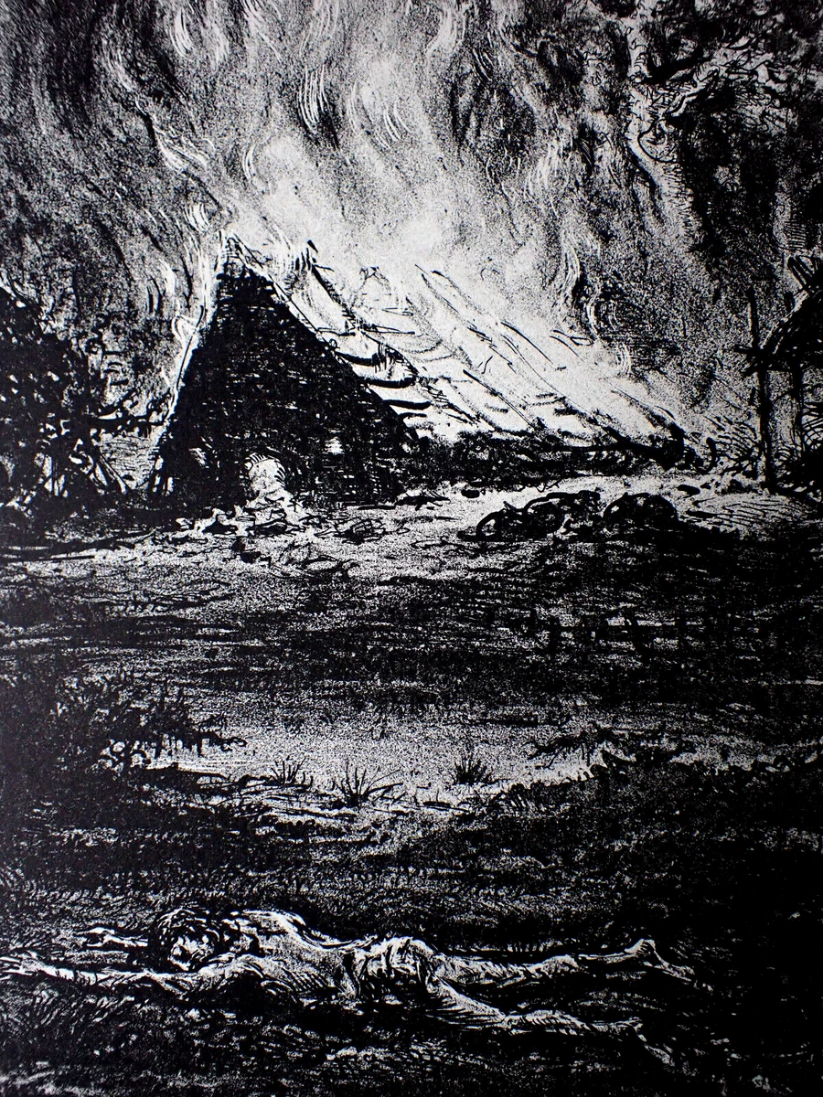 LLL! A. Paul Weber "Brennender Hof" 30jähriger Welt Religions Krieg HeiligeRRDN