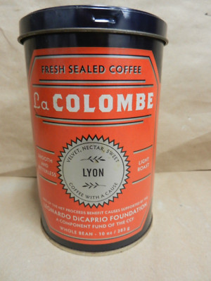 VINTAGE - LA COLUMBE COFFEE TIN CAN '' LYON '' Leonardo DiCaprio Foundation - RARE