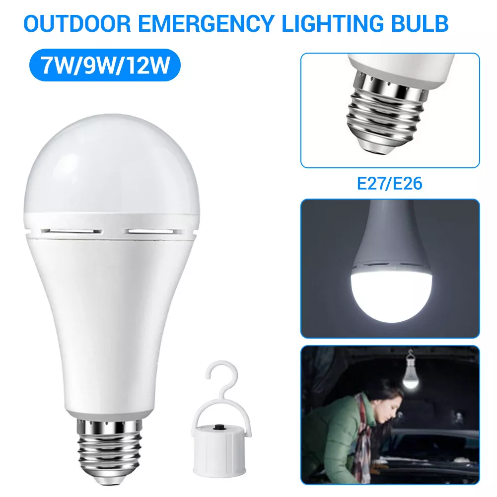 E27 E26 7 9 12W Rechargeable Emergency LED Bulb Multi Function Battery Backup AU
