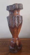 Hand Turned Chrysanthemum Wood Vase Live Edge Rustic 12"