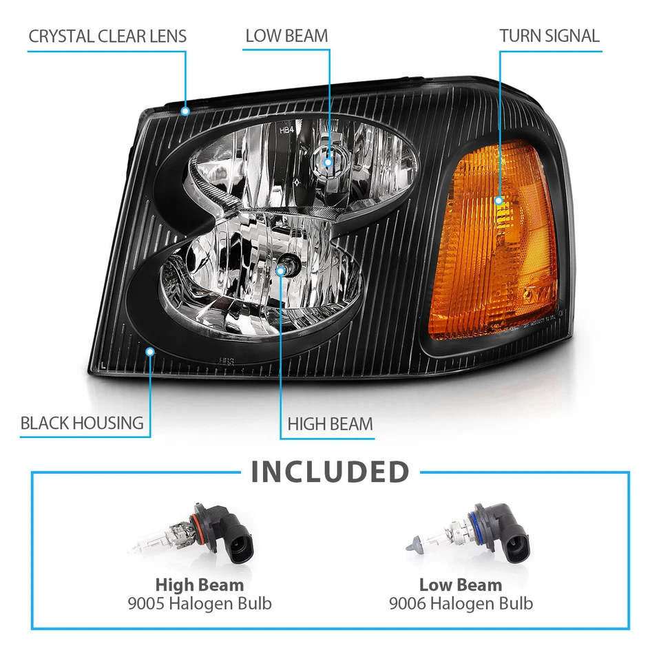 Faros parachoques esquineros ámbar carcasa negra para GMC Envoy XL XUV 2002-2009 Foto 4 de 4