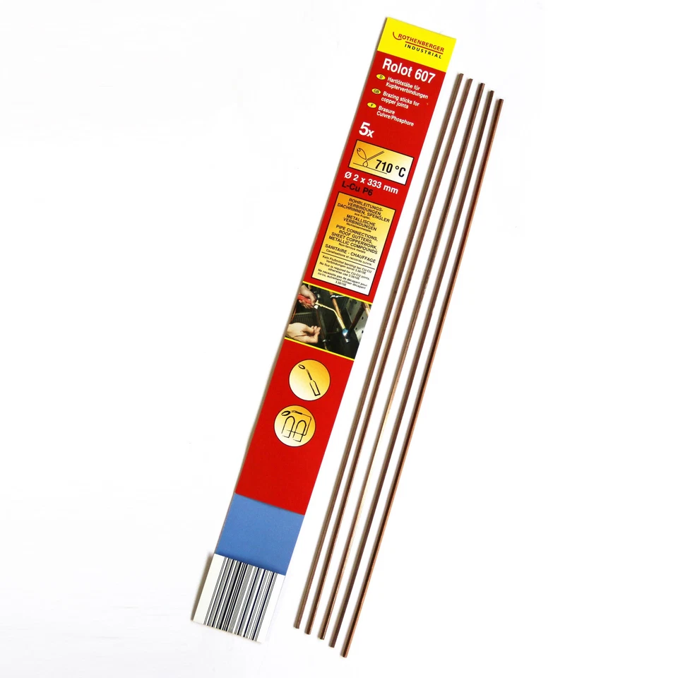 5x Rothenberger Lötstab Hartlötstab Löten für Kupferverbindungen Rolot 607