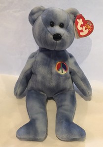 blue peace bear beanie baby