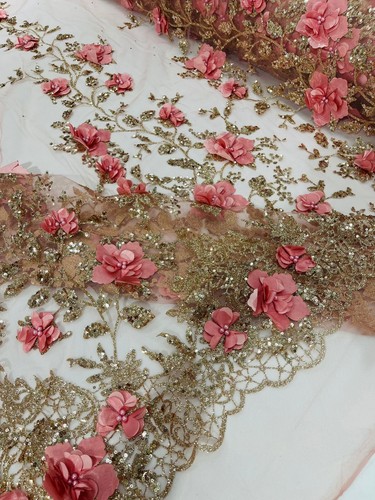 Tela de lentejuelas brillantes flor satinada orquidia 3d/tela de graduación/encaje de boda/disfraz/ - Imagen 21 de 25