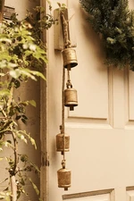 Anthropologie Hanging Bells Gold Terrain Iron Rustic NEW