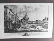 Kunstblatt Dresden Canaletto Stich auf Fotoleinen Frauenkirche Palast 22x32cm