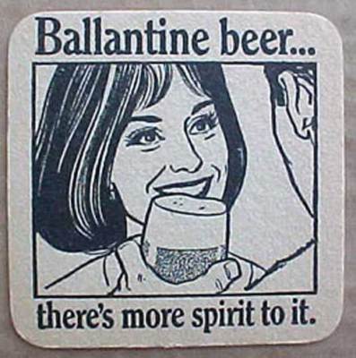 BALLANTINE BEER Coaster. Mat, There's more Spirit, NEW JERSEY