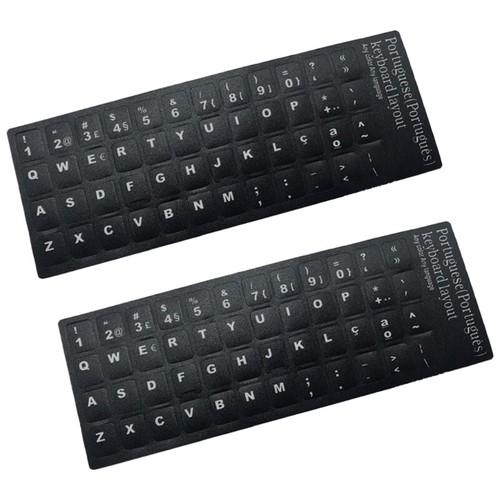 2Pcs Portuguese Keyboard Stickers Keyboard Letters Replacement Sticker White - Afbeelding 7 van 9