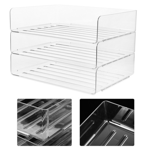 File Rack Storage Box Office Paper Tray Desktop Organizers Work Clear Plastic - Picture 12 of 12