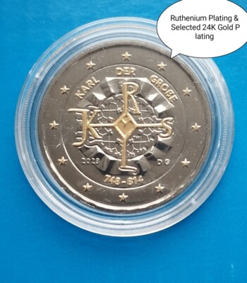 2   Münze 2023 Karl der Große Ruthenium Plating & Selected 24K Gold Plating