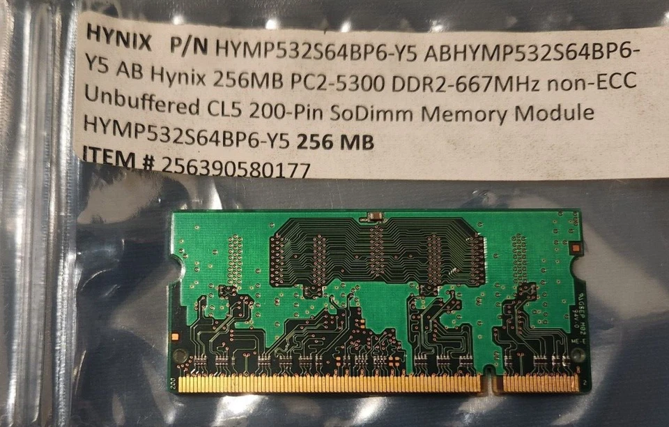 HYMP532S64BP6-Y5 AB Hynix 256MB PC2-5300 DDR2-667MHz non-ECC Unbuffered For Sale - Image 2 of 2
