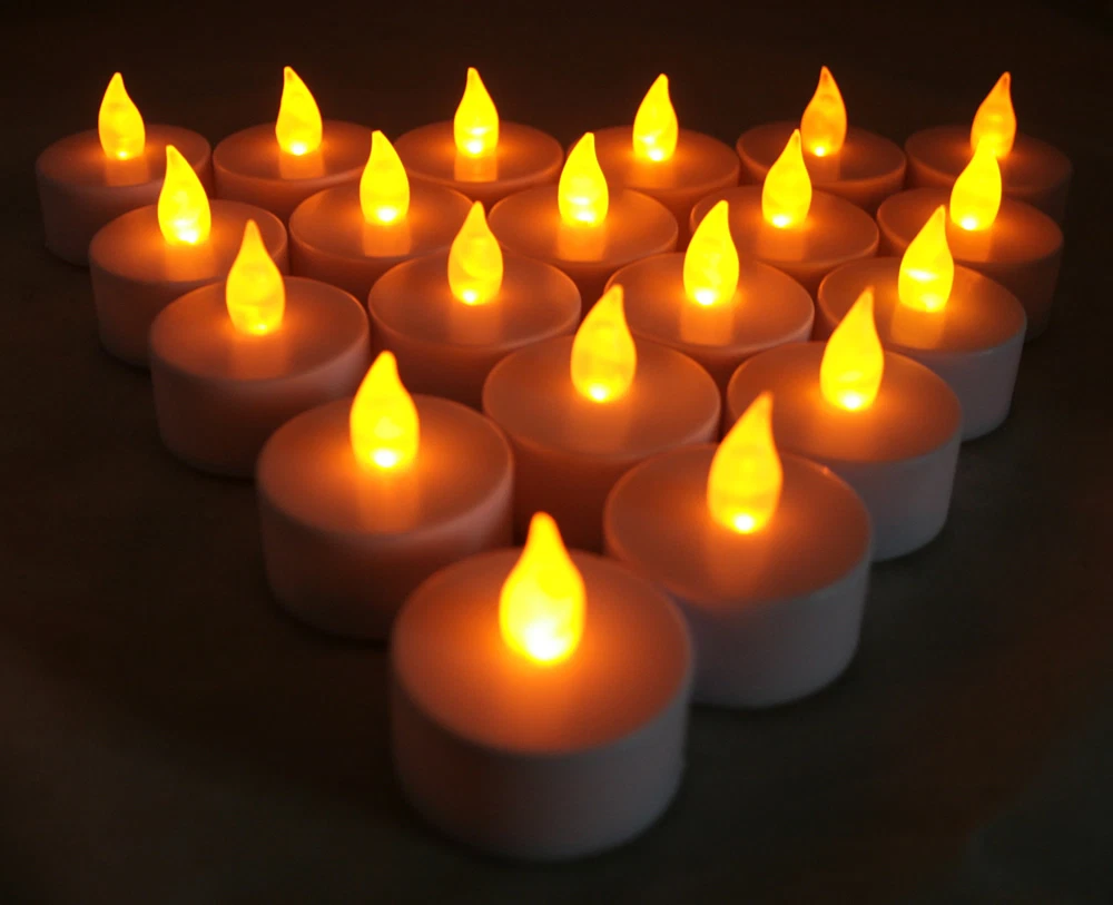 12-Pack Orange Flameless LED Taper Candle Lights – Battery Operated Flickering Electronic Candles For Weddings, Parties & Home Decor (AAA Not Included)