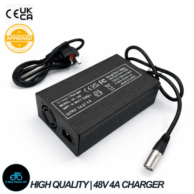 48V (54,6V) Lüftergekühltes Batterieladegerät 13s 4A 3 Pin XLR Li-Ion UK Stecker SJT-600E