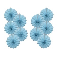 30 PCS Light Blue 8 Inch Hanging Paper Fans DIY Set Party Decorations