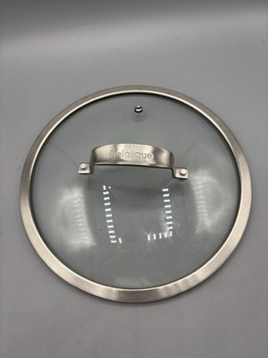 Belgique 9 3/4  Glass Lid Replacement Cover Stainless Rim Vent Hole