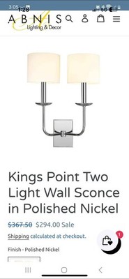 Abnis Lighting and Decor Kings Point Two Light Wall Sconce In Polished Nickel