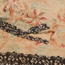 Sanskriti Vintage Peach Printed Sarees Pure Georgette Silk Sari 5Yd Craft Fabric