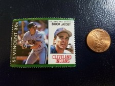 Brook Jacoby Cleveland Indians St Vincent Perforated Stamp MLB Baseball Series 2