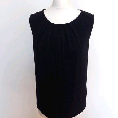 Jones New York ärmelloses Top UK 14 16 schwarz plissierter Ausschnitt neu mit Etikett