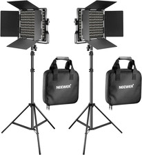 2 Pack Bi Color 660 LED Video Light and Stand Kit: 2 3200-5600K CRI 96 Dimmab