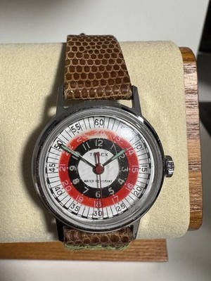 Timex Vintage 1970s Manual Mechanical Bullseye Dial 34mm Leather Strap