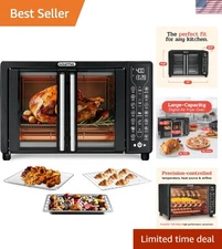 Compact 1700W French Door Toaster Oven - 17 Preset Functions for Gourmet Cooking