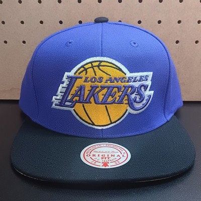 LA Lakers Mitchell & Ness Snapback Hat Cap Purple Black NBA Adjustable New OSFA