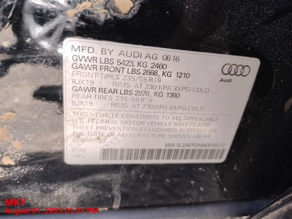 LEFT REAR LOCK ACTUATOR 8K0 839 015 G 2012 AUDI Q5 AUDI — 第 2/4 张图片