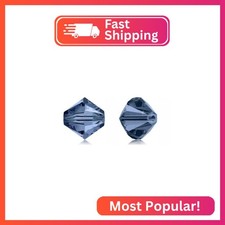 200pcs Real Preciosa 4mm Small Faceted Bicone Crystal Beads Montana Blue Compati