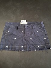 Abercrombie  Fitch Navy Blue Mini Skirt Size Zero Moose Print Embroidery