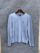 Nautica Navtech Sweater Mens Medium Blue V Neck Pullover Breathable New Tag