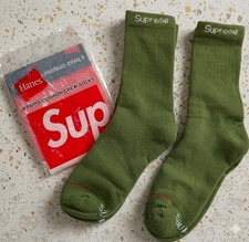 Supreme x Hanes Crew Socks Green 4-Pack Men's Size 6-12 NWT