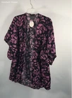 Hina Hawaii Women's Black Purple Floral Leaf Print Rayon Kimono Cardigan NWT
