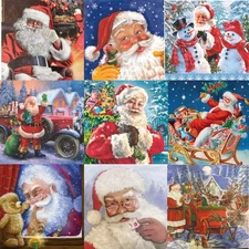 Christmas Decoupage Napkins Bundle - LOT of 9 Paper Napkin Collection Santa