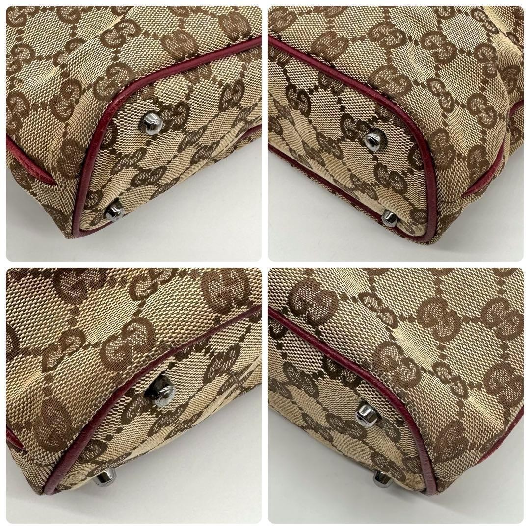 GUCCI GG Canvas Leather Tote Bag Red A4 Size Vintage Authentic thumbnail 7