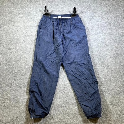 VINTAGE Reebok Jogger Pants Mens XL Navy Blue Ankle Zip Performance Athletic 90s