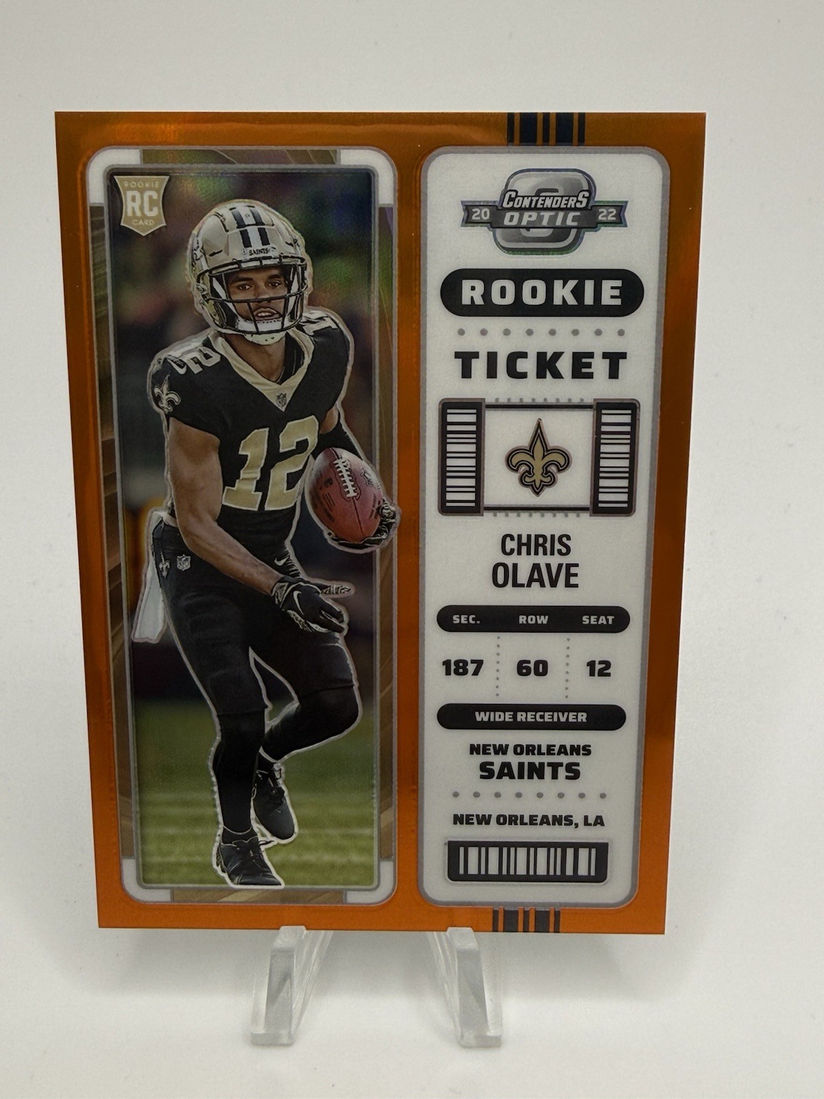 2022 Panini Contenders Optic Chris Olave RC Rookie Ticket #65 Orange #/50