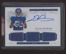 2017 National Treasures NFL Gear Evan Engram Player-Worn Triple Patch AUTO 84/99