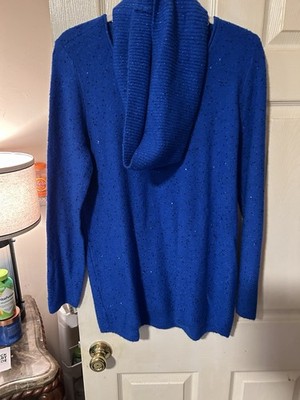 Apt 9 Royal Blue With Sequins Sweater With Removable Scarf Sz L New