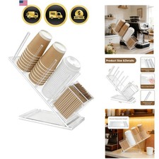 Acrylic Coffee Cup  Lid Holder with Straw Organizer, 5-Compartment Disposabl...