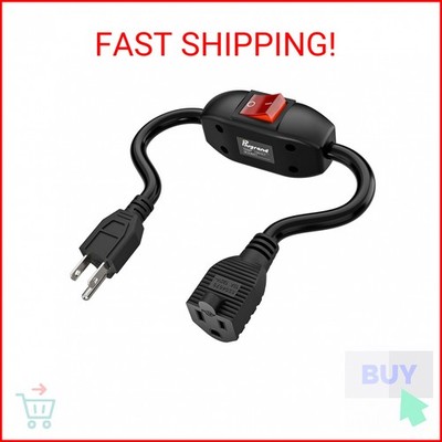 Inline On/Off Switch Extension Cord, Plugrand 3-Prong Household Switchable Power