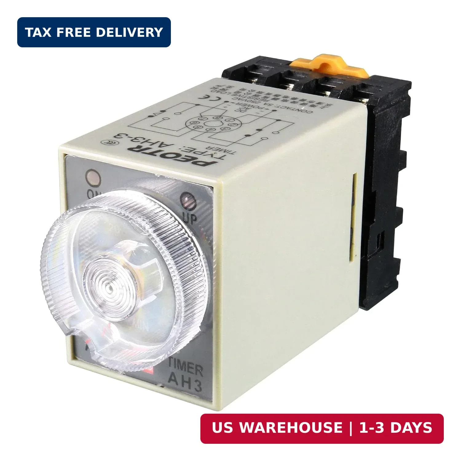 Adjustable Delay Timer Relay 0-60 Min Range AC 110V 8P with Base - Time Control