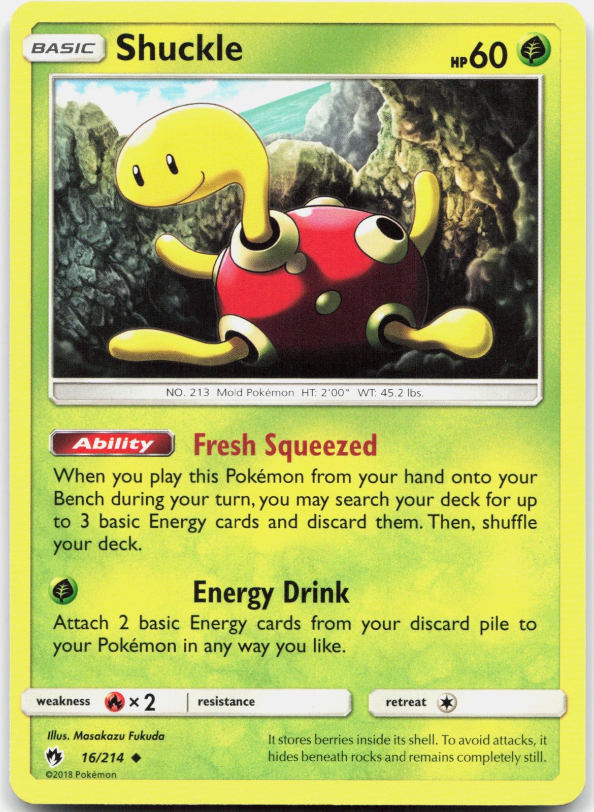 Shuckle Uncommon Lost Thunder 16/214 LP Pokemon